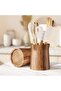 Utensil Organizer for Kitchen Countertop – Large Capacity 7.2" Holder with Acacia Wood Base, Elegant Matte Black Finish - 4