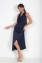 Women's Degaje Collar Draped Sleeveless Midi Dress