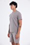Waffle Textured Embroidery Logo Detailed Oversize Men's T-Shirt - 2