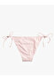Textured Drawstring Bikini Bottom with Side Ties - 5