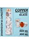 Pure Copper Water Bottle 900 ml with Glass Set Best Tamba in Printed Design (900 ml 2x 300 ml) - 4