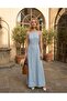 Square Neck Aerobin Maxi Dress with Rope Straps and Reverse Stitching Detail - 3
