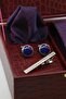 Burgundy Men's Gift Box - Tie with Handkerchief, Cufflinks, Tie Clip Kmk255 - 2