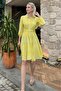 Yellow Floral Print Shirt Collar Mini Dress Mg1823 - 2