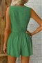 Women's Zero Sleeve Strap V-Neck Front Buttoned Imported Linen Vest and Shorts Summer Two-Piece Set - 2