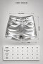 - Silver Gray Foil Coated Gabardine Regular Waist Women's Mini Denim Shorts E7018 - 2