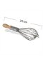 Natural Wood Handle Stainless Steel Whisk Wire Egg Cake Sauce Whisk Tool Large Size Practical Hand Mixer Kitchen Utensils Dowry Set Pastry Supplies Durable Metal Whisks - 3