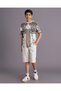 Senior Boys White Printed Over Size T-Shirt - 2