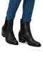 Women Leather Slip On Boots, Black