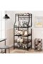 5 Tier Kitchen Oven Rack with 2 Large Wire Baskets, Sturdy Microwave Stand, Industrial Coffee Bar Station, Spice and Pot Organizer with 8 Hooks, Black - 4