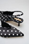 H01 Women's Polka Dot Pointed Toe Open Back Slingback Low-Cut Stylish Short 4 cm Heeled Shoes - 3