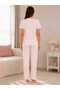 Women's Powder Pink Printed Short Sleeve Pajama Set - 3