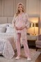 Women's Pink Floral Lace New Season 3-Piece Maternity Pajama Set with Dressing Gown - 3
