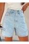 Pointed Patterned Light Blue Sort with Laser Details - 4