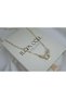 Kol569 Stone-Detail Carabiner Lock Oval Ring Chain Necklace - 3