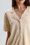 Women's Milan Fabric Buttoned Collar Patterned Short Sleeve Long Pants Pajama Set - 2