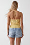 Women's Yellow Halter Neck Degaje Collar Backless Blouse Alc-X15561 - 5