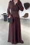 Brown Women's Pleated Long Chiffon Dress with Waist Corset - 7