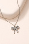 Women's Silver Color Zircon Stone Large Bow Figured Necklace