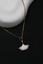 Women's Gold Color Stone Ginkgo Leaf Necklace - 5