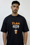 Kadak Chai Design Printed Oversize Black T-Shirt