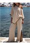 2026 Summer Outfits Usa Trends Linen Cape Pants Women's Bottom Top Set - 5