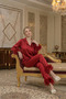 Feather Detailed Silk Satin Bridal Pajama Set - Luxury Dowry Set with Box - 3