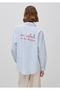 Women's light blue cotton blend shirt with embroidered back detail - 2