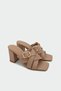 Grint Buckle Detailed Women's Nude Heeled Slippers - 2