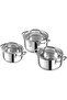 Mainz Stainless Steel Cookware Set of 3 | 1.2, 2, 2.7 Litre Saucepot with Glass Lid | SAS Bottom