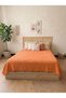 Cotton Orange Solid Color Honeycomb Patterned Soft Textured Single Blanket - 2