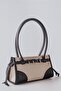 Women's Linen Tassel Detailed Zippered Hand and Shoulder Bag - 2