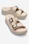 2 Buckle Women's Slippers Beige