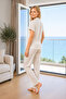 Women's Summer Point Patterned Viscose Buttoned Pajama Set |   Stylish and Elegant Model 780-113 - 2