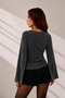 Modal Fabric Gathered Detail Wide Sleeve Women's Blouse 212 - 2