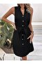 Women's Sleeveless V-Neck Buttoned Front Belted Waist Short Aerobin Dress - 2