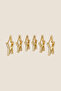 Gold Color Steel Zircon Stone Star Shaped 6-Piece Hoop Earring Set