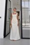 Cream Piran Long Dress with Scarf and Ribbon on the Back
