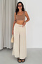 Women's Elastic Waist Lace-Up Wide-Leg Linen Look Palazzo Trousers - 3
