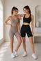 Women's 2-Piece Black Mink High Waist Soft Textured Gathering Premium Fabric Short Leggings - 6