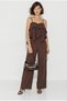 Women's Bitter Brown Strap Ruffle Detailed Blouse Loose Trousers Modal Set Dt261010 60286383