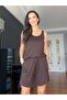 Brown Modal Elastic Waist Shorts Athlete Set - 3