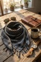 Cotton Puffy Gray Authentic Kefiye Shawl Large Size - 5