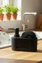 Stoneware Liquid Soap Dispenser with Sponge Compartment Black 48798