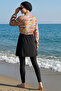 2-Piece Set (with Bonnet Gift) Two-Piece Burkini Hijab Swimsuit with Crop Jacket and Elastic Waist D68 - 2