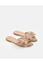 Women Beige Bow Detail Flat Mules - 2