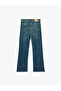 Cotton Slim Fit Regular Waist Spanish Flare Denim Trousers - Flare Jeans - 2