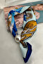 Colorful Kayak Pattern Pearl Detail Scarf Necklace (45cm) - 2