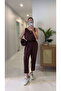 Mone Brown Tencel Sleeveless Blouse Pants Set - 4