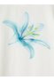 White Crew Neck Floral Printed Girls' T-Shirt - 3
